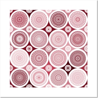 repeating pattern with boho style circles red color Posters and Art